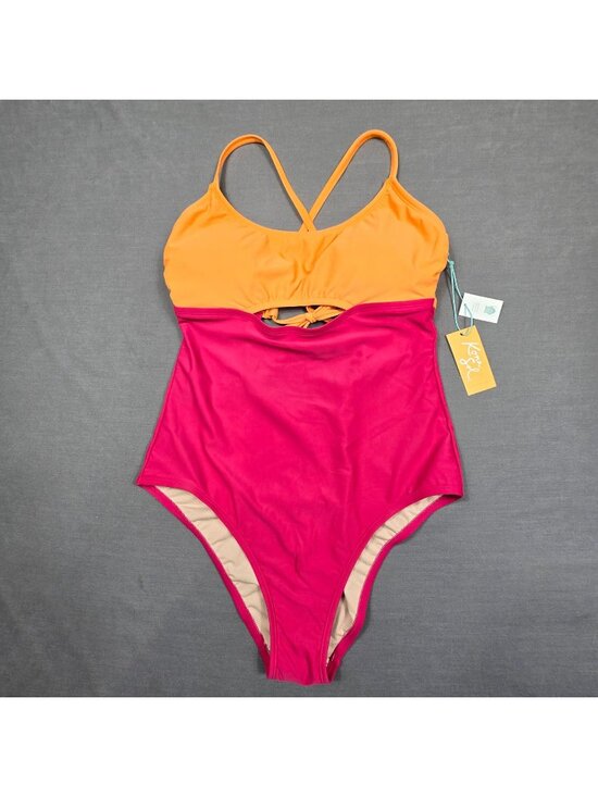 Kona Sol Other - Kona Sol Womens Medium Coverage One Piece Swimsuit Orange & Pink L NEW